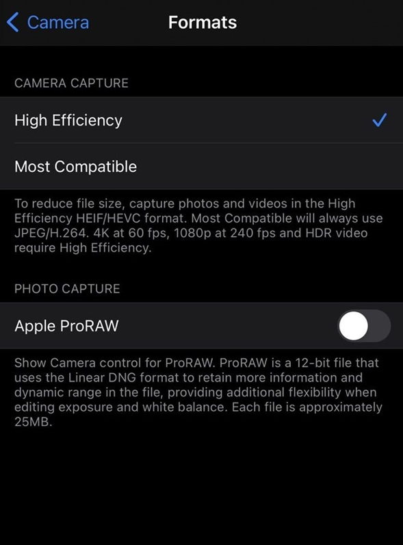 广昌苹果手机维修分享如何为 iPhone 12 Pro/Max 启用 ProRAW 照片格式 
